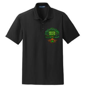 Mental Health Awareness Tree Grreen Ribbon Dry Zone Grid Polo