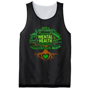 Mental Health Awareness Tree Grreen Ribbon Mesh Reversible Basketball Jersey Tank