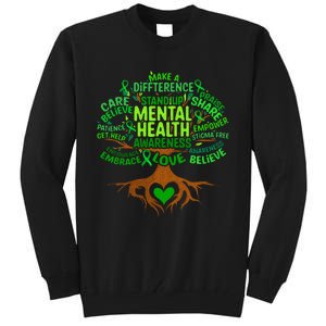 Mental Health Awareness Tree Grreen Ribbon Tall Sweatshirt