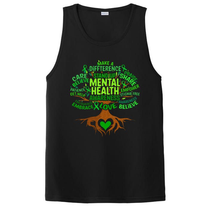 Mental Health Awareness Tree Grreen Ribbon PosiCharge Competitor Tank