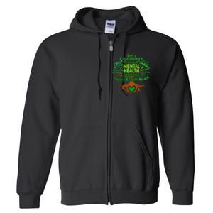 Mental Health Awareness Tree Grreen Ribbon Full Zip Hoodie