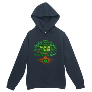 Mental Health Awareness Tree Grreen Ribbon Urban Pullover Hoodie