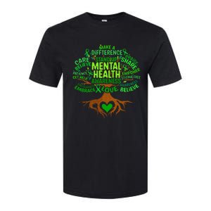 Mental Health Awareness Tree Grreen Ribbon Softstyle CVC T-Shirt