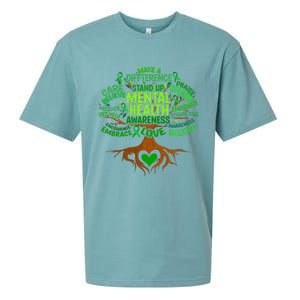 Mental Health Awareness Tree Grreen Ribbon Sueded Cloud Jersey T-Shirt