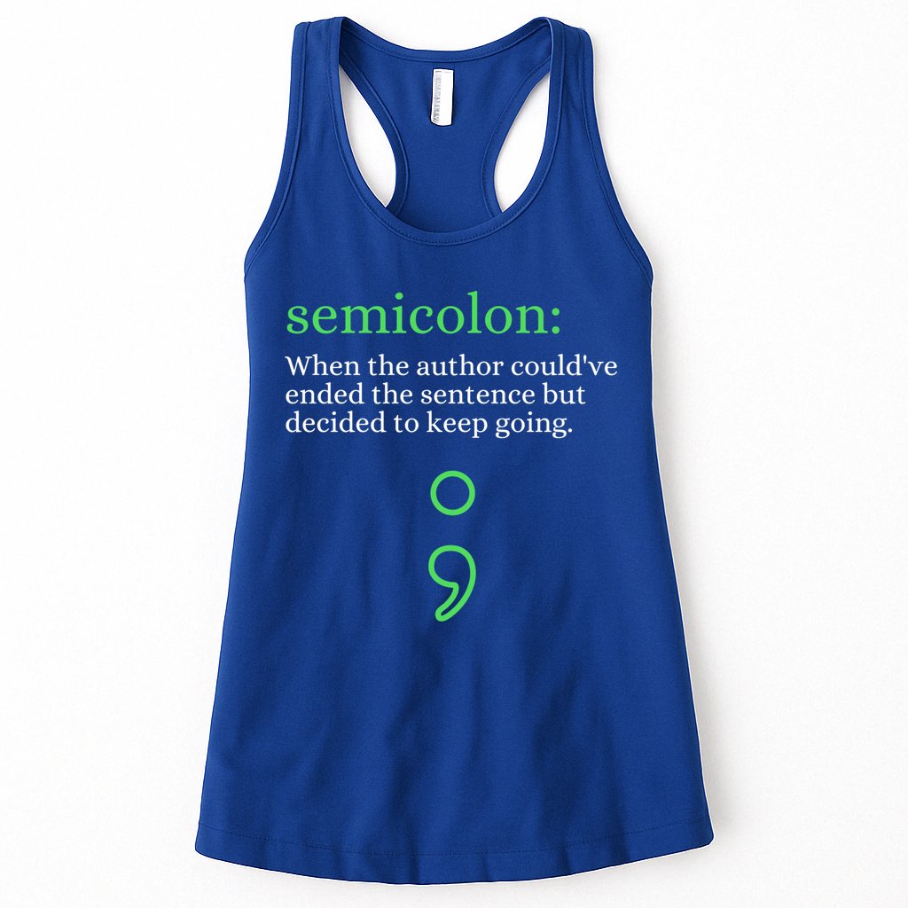 Mental Health Awareness Month Semicolon Definition Green Funny Gift Womens Tank Top