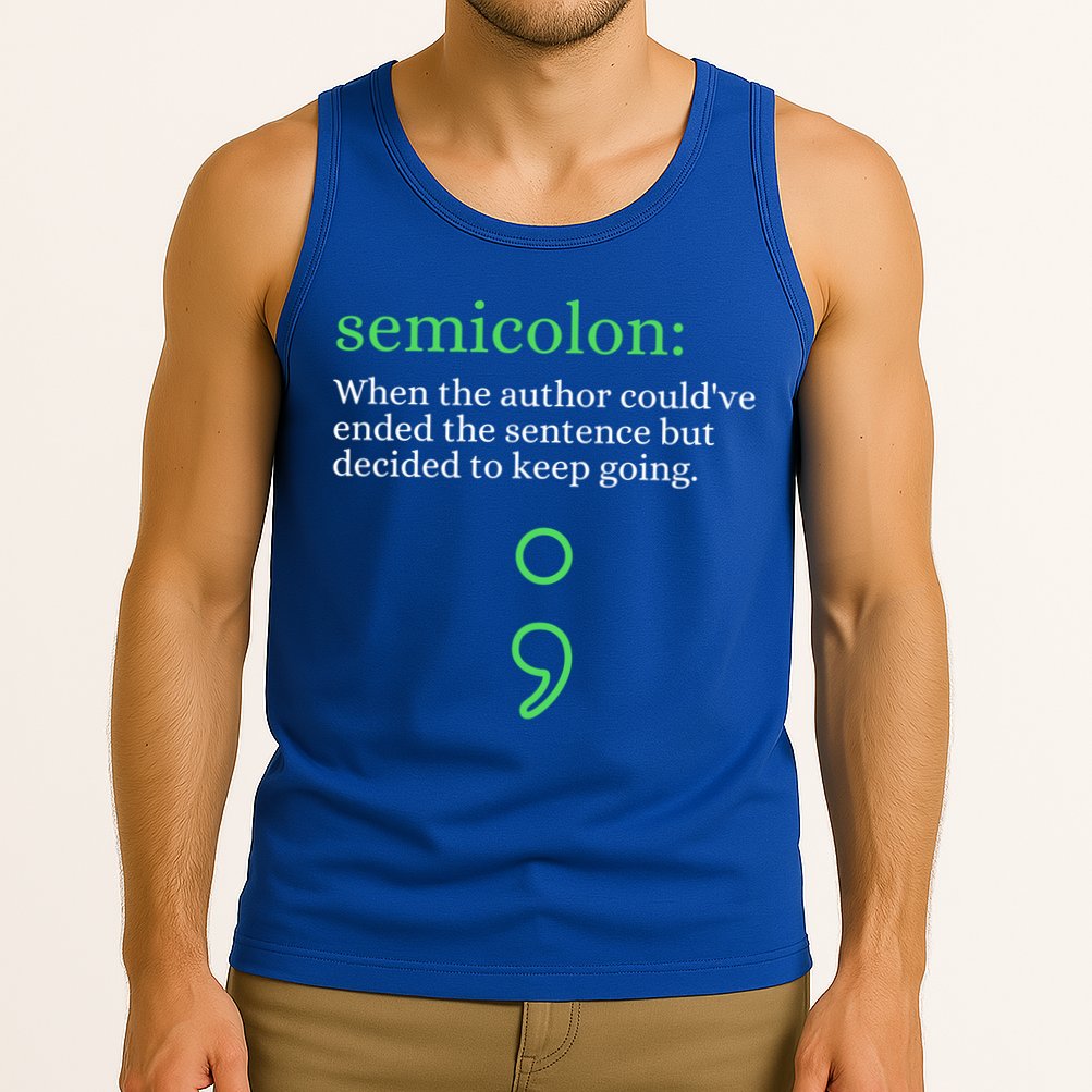 Mental Health Awareness Month Semicolon Definition Green Funny Gift Tank Top