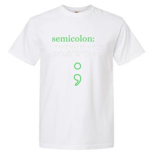 Mental Health Awareness Month Semicolon Definition Green Funny Gift Garment-Dyed Heavyweight T-Shirt