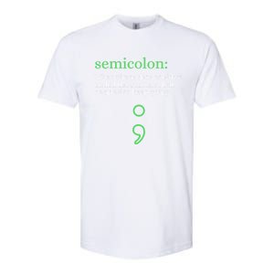 Mental Health Awareness Month Semicolon Definition Green Funny Gift Softstyle CVC T-Shirt