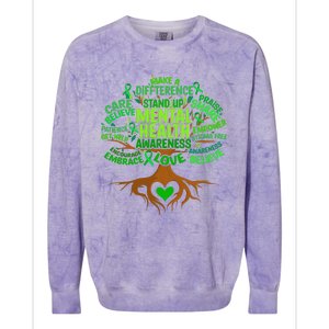 Mental Health Awareness Tree Drawing Word Colorblast Crewneck Sweatshirt