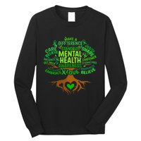 Mental Health Awareness Tree Drawing Word Long Sleeve Shirt