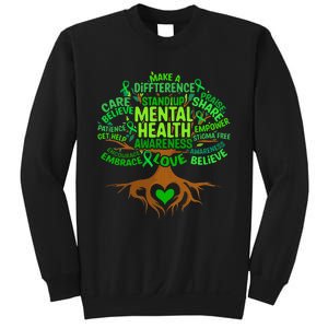 Mental Health Awareness Tree Drawing Word Sweatshirt