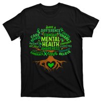 Mental Health Awareness Tree Drawing Word T-Shirt