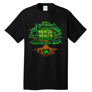 Mental Health Awareness Tree Drawing Word Tall T-Shirt