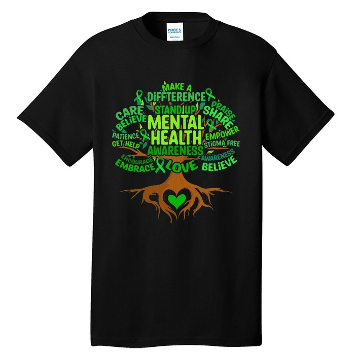 Mental Health Awareness Tree Drawing Word Tall T-Shirt