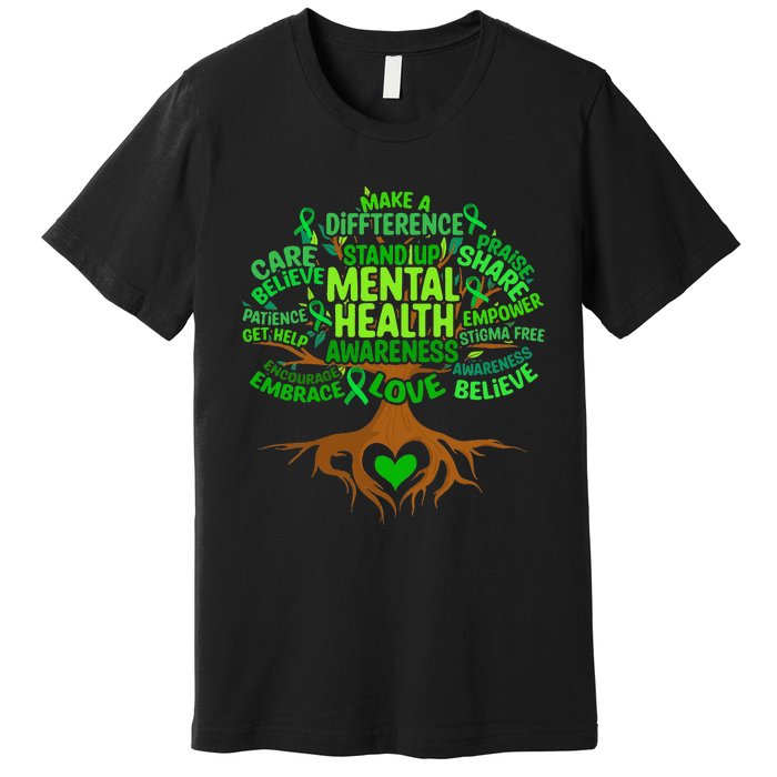 Mental Health Awareness Tree Drawing Word Premium T-Shirt