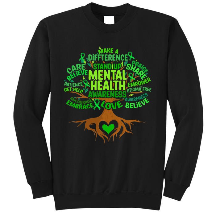 Mental Health Awareness Tree Drawing Word Tall Sweatshirt