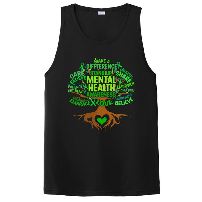 Mental Health Awareness Tree Drawing Word PosiCharge Competitor Tank