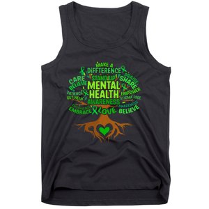 Mental Health Awareness Tree Drawing Word Tank Top