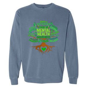 Mental Health Awareness Tree Drawing Word Garment-Dyed Sweatshirt