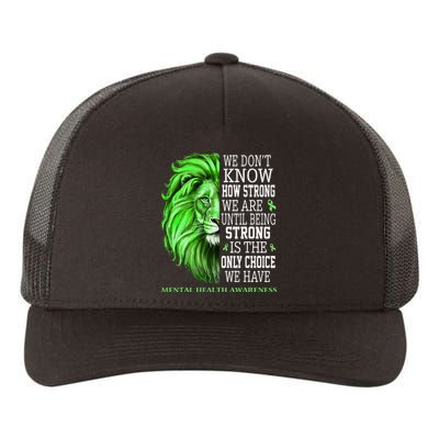 Mental Health Awareness We Wear Green Mh Ribbon Lion Yupoong Adult 5-Panel Trucker Hat