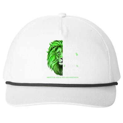 Mental Health Awareness We Wear Green Mh Ribbon Lion Snapback Five-Panel Rope Hat