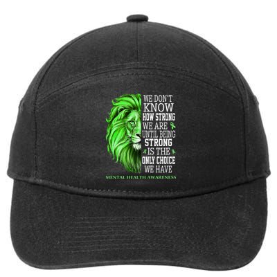 Mental Health Awareness We Wear Green Mh Ribbon Lion 7-Panel Snapback Hat