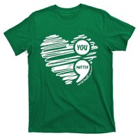 Mental Health Awareness Heart Wear Green Fortal Health T-Shirt