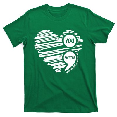 Mental Health Awareness Heart Wear Green Fortal Health T-Shirt