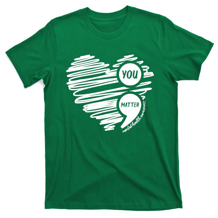 Mental Health Awareness Heart Wear Green Fortal Health T-Shirt