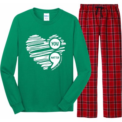 Mental Health Awareness Heart Wear Green Fortal Health Long Sleeve Pajama Set