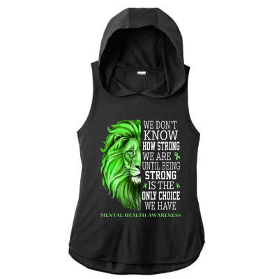 Mental Health Awareness We Wear Green Mh Ribbon Lion Ladies PosiCharge Tri-Blend Wicking Draft Hoodie Tank