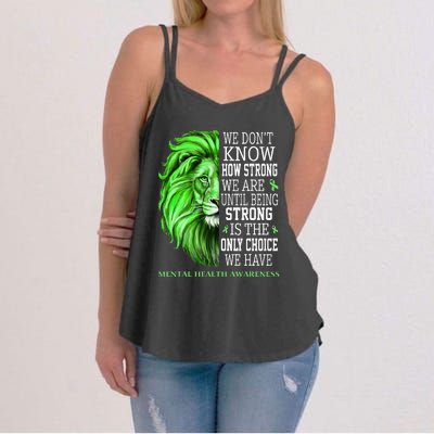 Mental Health Awareness We Wear Green Mh Ribbon Lion Women's Strappy Tank