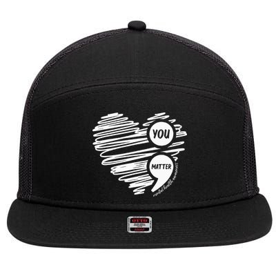 Mental Health Awareness Heart Wear Green For Mental Health 7 Panel Mesh Trucker Snapback Hat