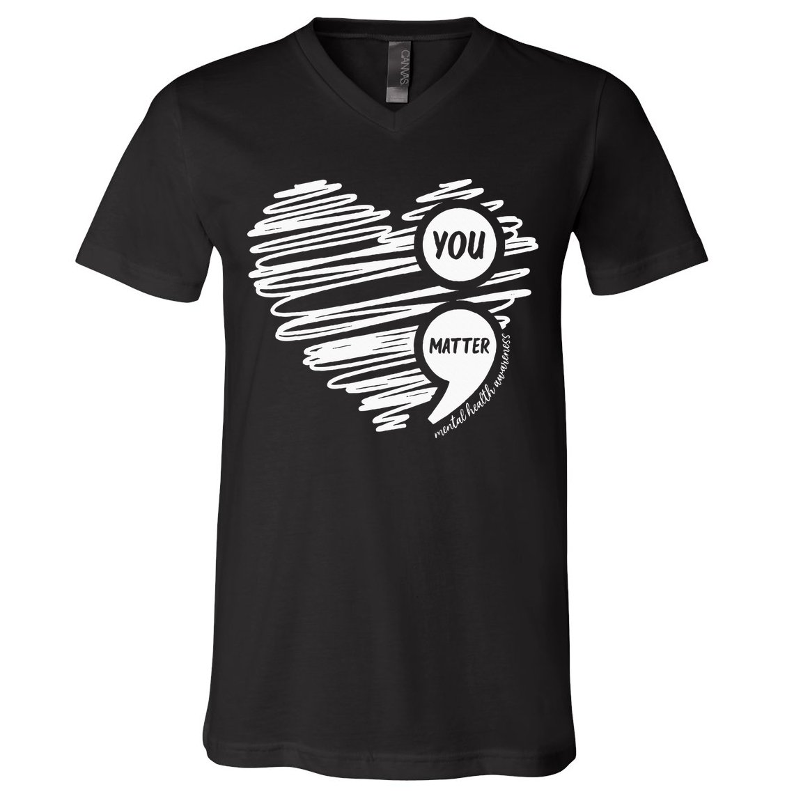 Mental Health Awareness Heart Wear Green For Mental Health V-Neck T-Shirt