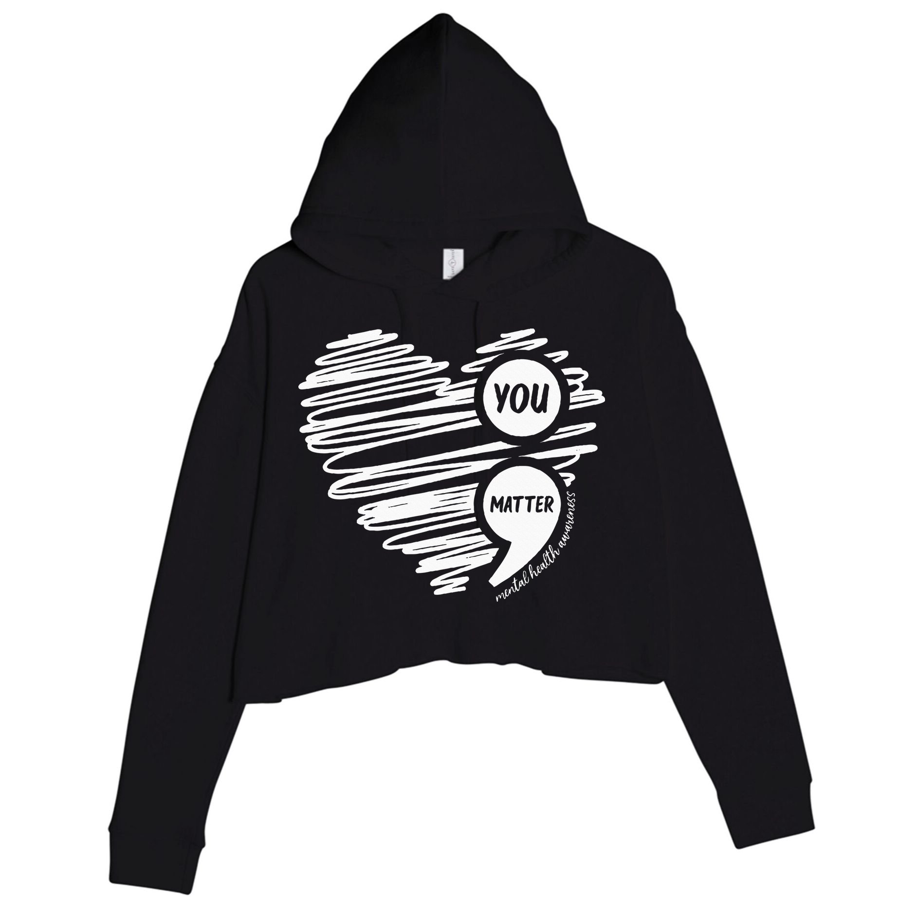 Mental Health Awareness Heart Wear Green For Mental Health Crop Fleece Hoodie