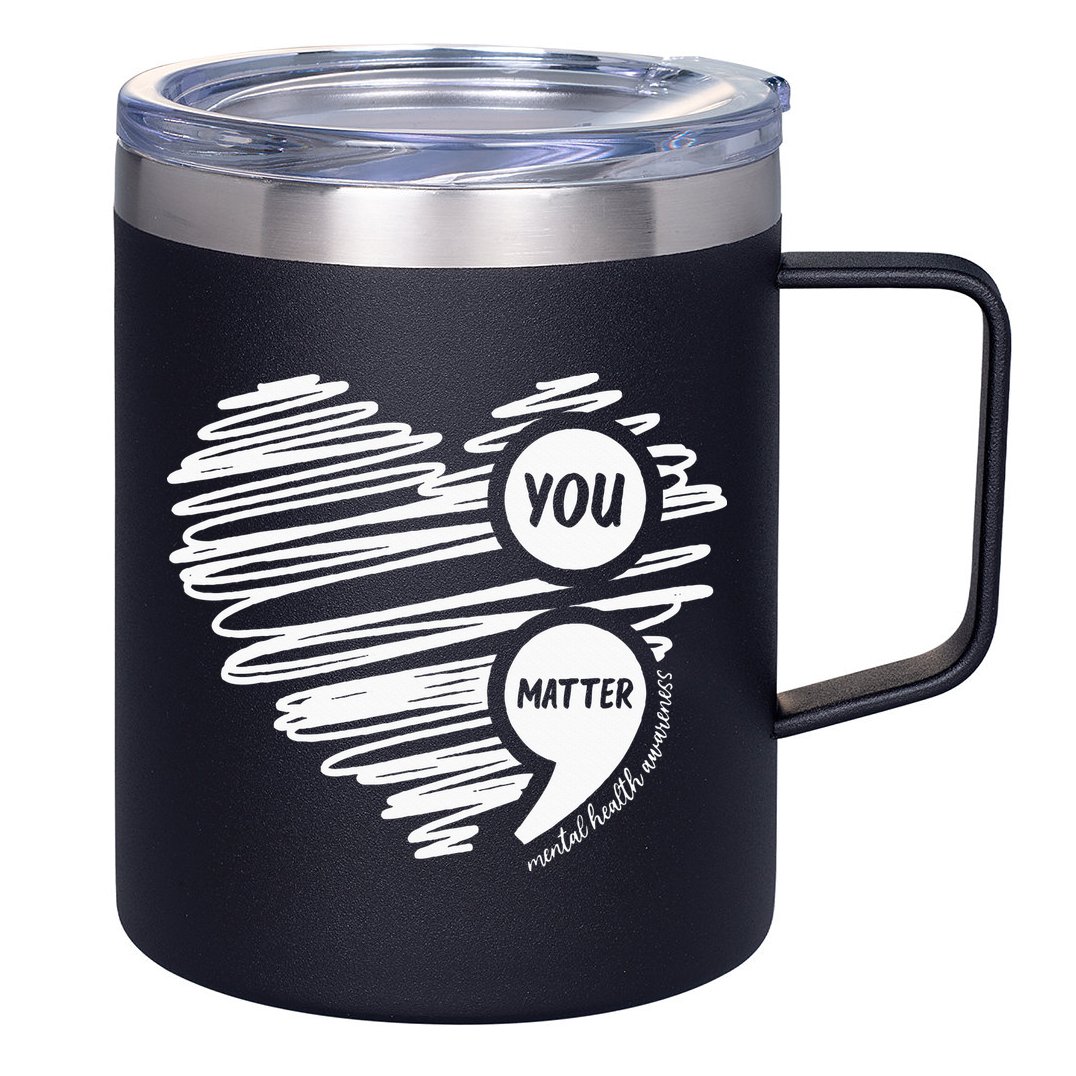 Mental Health Awareness Heart Wear Green For Mental Health 12oz Stainless Steel Coffee Mug