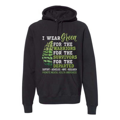 Mental Health Awareness Matters Support I Wear Green Premium Hoodie