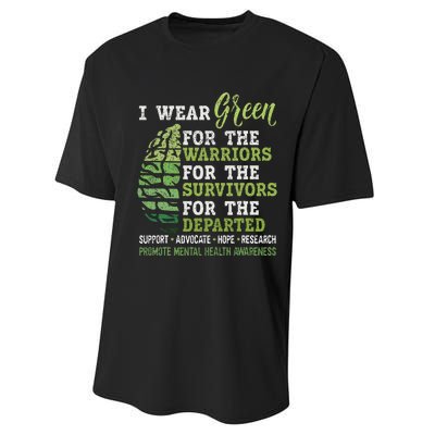 Mental Health Awareness Matters Support I Wear Green Performance Sprint T-Shirt