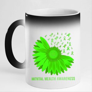 Mental Health Awareness In May We Wear Green 11oz Black Color Changing Mug