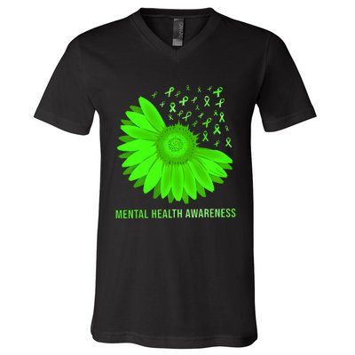 Mental Health Awareness In May We Wear Green V-Neck T-Shirt