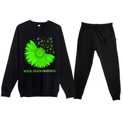 Mental Health Awareness In May We Wear Green Premium Crewneck Sweatsuit Set