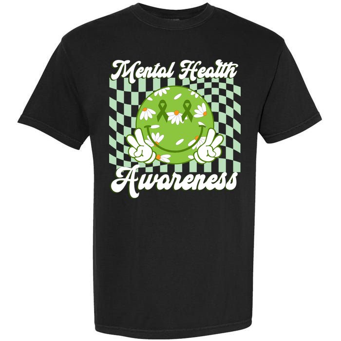 Mental Health Awareness Smile Face Groovy Garment-Dyed Heavyweight T-Shirt