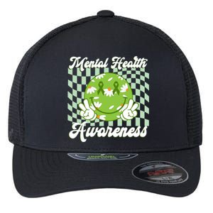 Mental Health Awareness Smile Face Groovy Flexfit Unipanel Trucker Cap