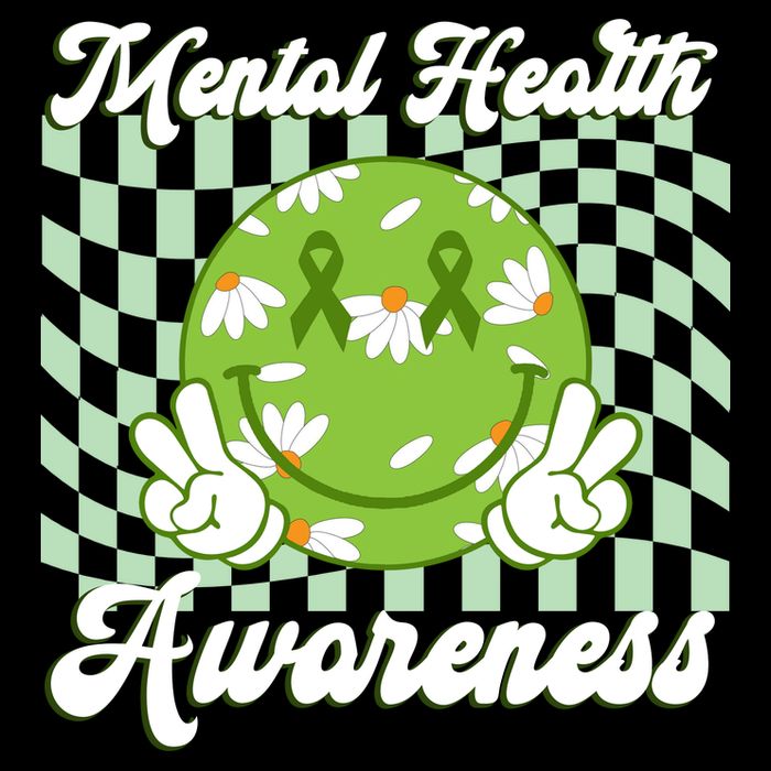 Mental Health Awareness Smile Face Groovy Flat Bill Trucker Hat
