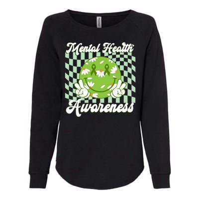 Mental Health Awareness Smile Face Groovy Womens California Wash Sweatshirt