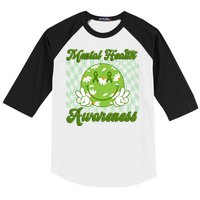Mental Health Awareness Smile Face Groovy Baseball Sleeve Shirt