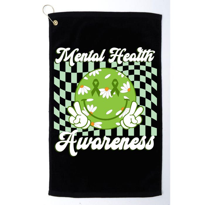 Mental Health Awareness Smile Face Groovy Golf Towel