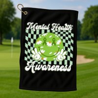 Mental Health Awareness Smile Face Groovy Golf Towel