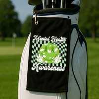 Mental Health Awareness Smile Face Groovy Golf Towel