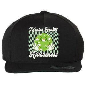 Mental Health Awareness Smile Face Groovy Wool Snapback Cap